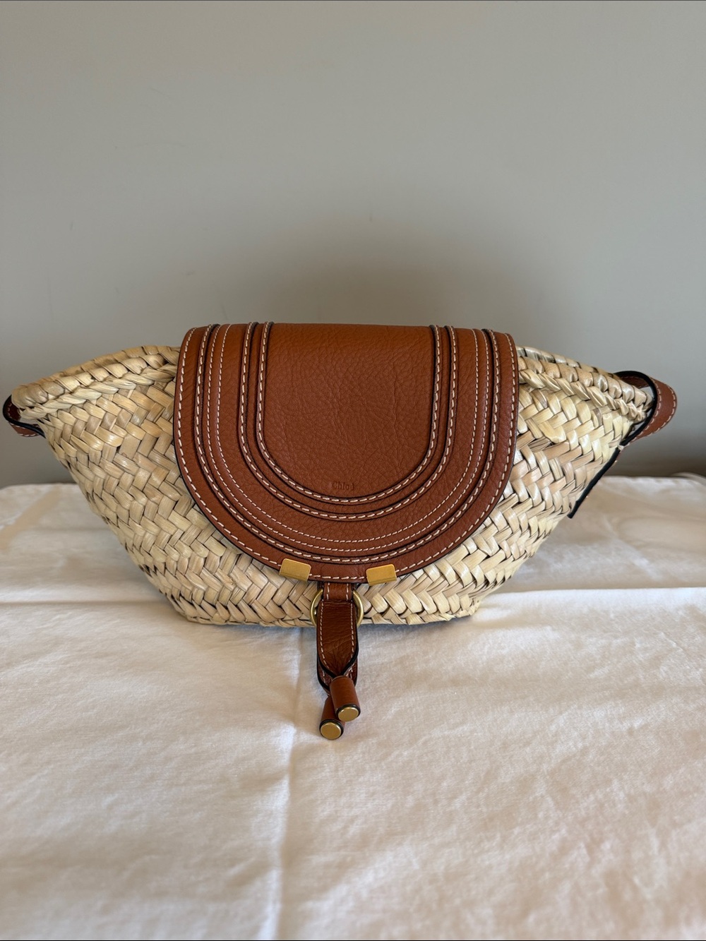 Chloe Small Marcie Raffia Basket Bag